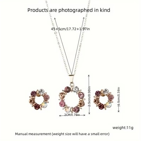 Chic Black and White Floral Pendant Necklace and Earring Set - Picture 5 of 5